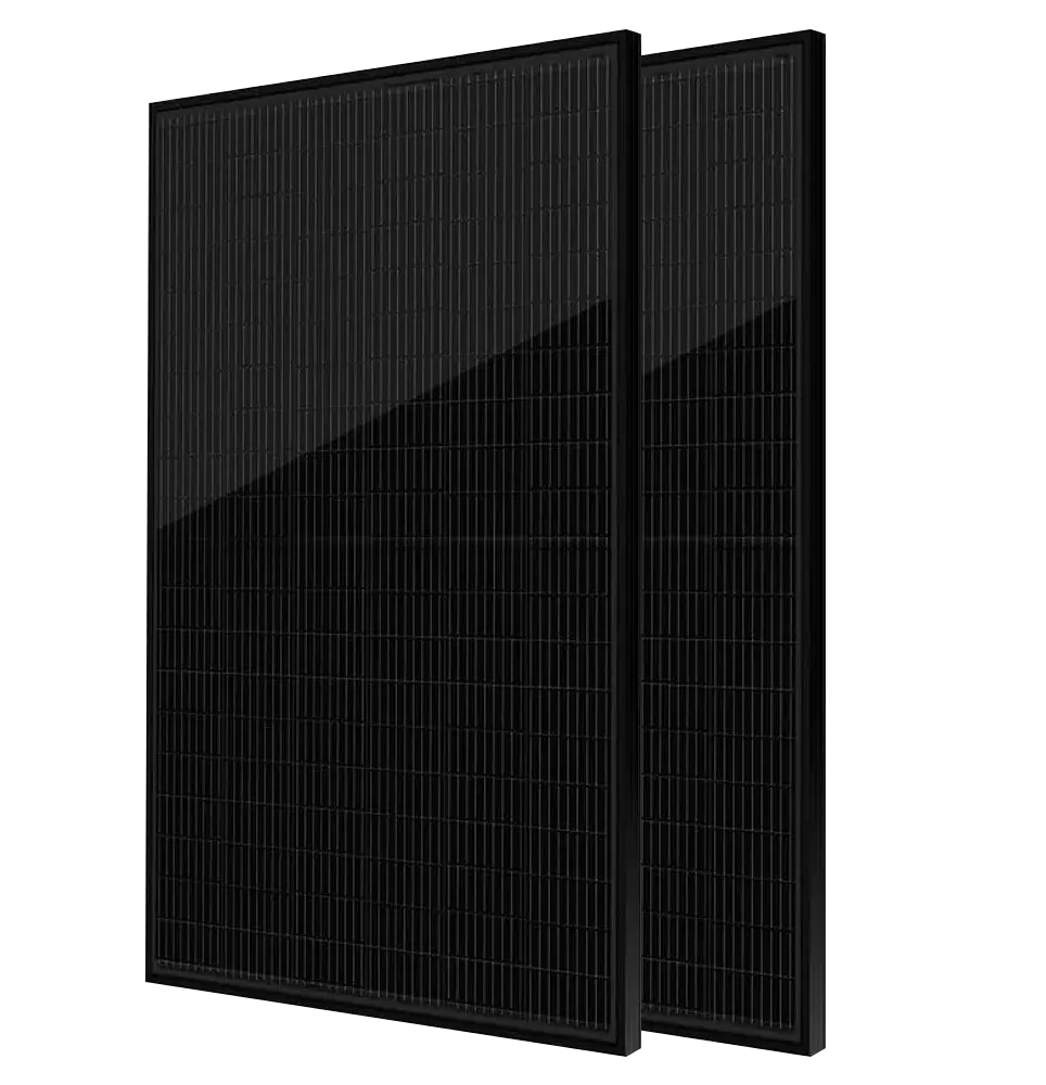 Modern black solar panels for renewable energy generation, installed outdoors.