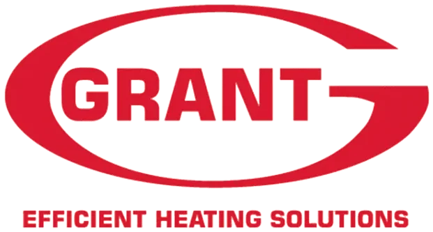 Grant logo featuring the company name and slogan for efficient heating solutions.