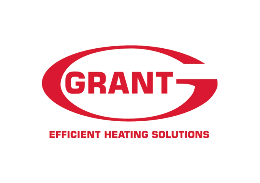 Grant logo featuring the company name and slogan for efficient heating solutions.